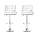 Artiss 2x Bar Stools Gas Lift Leather Padded White-6