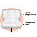 Artiss 2x Bar Stools Gas Lift Leather Padded White-10