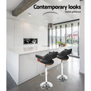 Artiss Bar Stools Gas Lift Leather w/Armrest Black-4