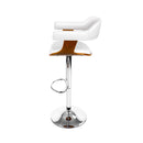 Artiss 2x Bar Stools Gas Lift Leather w/Armrest White-4