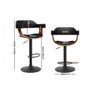 Artiss Bar Stools Gas Lift Leather w/Armrest All Black-2