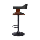 Artiss Bar Stools Gas Lift Leather w/Armrest All Black-4
