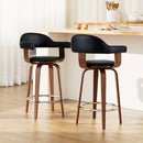 Artiss 2x Bar Stools Leather Seat Wooden Legs-2