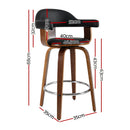 Artiss 2x Bar Stools Leather Seat Wooden Legs-4