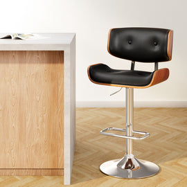 Artiss Bar Stools Gas Lift Leather Black - 0