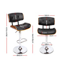 Artiss 2x Bar Stools Gas Lift Leather Black-4