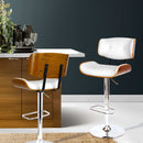 Artiss Bar Stools Gas Lift Leather White-13