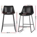Artiss Bar Stools Kitchen Counter Barstools Leather Metal Chairs Black x2-3