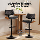 Artiss Bar Stools Kitchen Dining Chairs Gas Lift Stool Wooden Leather Black-4