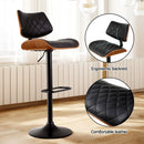 Artiss Bar Stools Kitchen Dining Chairs Gas Lift Stool Wooden Leather Black-5