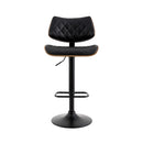 Artiss Bar Stools Kitchen Dining Chairs Gas Lift Stool Wooden Leather Black-5