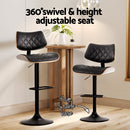 Artiss Bar Stools Kitchen Dining Chairs Gas Lift Stool Wooden Leather Black-8