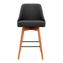 Artiss 2x Bar Stools Swivel Seat Wooden Charcoal-6