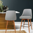 Artiss 2x Bar Stools Swivel Seat Wooden Grey-13