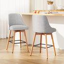 Artiss 2x Bar Stools Swivel Seat Wooden Grey-15