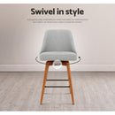 Artiss 4x Bar Stools Swivel Seat Wooden Grey-13