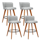 Artiss 4x Bar Stools Linen Padded Wooden Grey-2