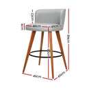 Artiss 4x Bar Stools Linen Padded Wooden Grey-3