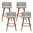 Artiss 4x Bar Stools Linen Padded Wooden Grey-5