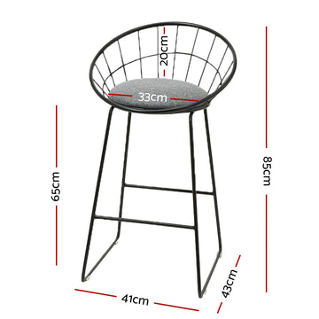 Artiss 2x Bar Stools Padded Seat Metal - 0