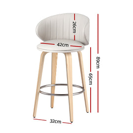 4x Artiss Bar Stools Dining Chairs Contoured Leather Wood Stool - 0