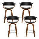 Artiss 4x Bar Stools Swivel PU Seat Wooden-5