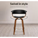 Artiss 4x Bar Stools Swivel PU Seat Wooden-11