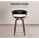 Artiss 4x Bar Stools Swivel PU Seat Wooden-14