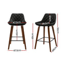 Artiss 2x Bar Stools PU Seat Wooden-4