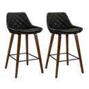 Artiss 2x Bar Stools PU Seat Wooden-13
