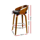 Artiss 4x Bar Stools Swivel Seat Curving Backrest-4