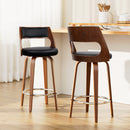 Artiss 2x Bar Stools Swivel Leather Chair 76cm-1