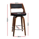 Artiss 2x Bar Stools Swivel Leather Chair 76cm-3
