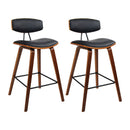 Artiss 2x Bar Stools Leather Padded w/Backrest-3