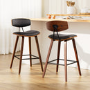 Artiss 2x Bar Stools Leather Padded w/Backrest-1