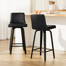 Artiss Bar Stools Kitchen Leather Barstools Swivel Wooden Chairs X2-15