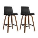 Artiss 2x Bar Stools Swivel Leather Padded Wooden-2
