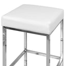 Artiss 2x Bar Stools Leather Padded Metal White-9