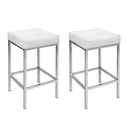 Artiss 2x Bar Stools Leather Padded Metal White-15