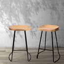 Artiss 2x Bar Stools Tractor Seat 65cm Wooden-14