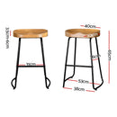 Artiss 4x Bar Stools Tractor Seat 65cm Wooden-4