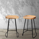 Artiss 4x Bar Stools Tractor Seat 65cm Wooden-14
