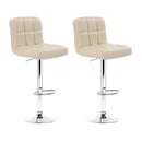 Artiss 2x Bar Stools Leather Gas Lift Beige-2