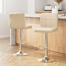Artiss 2x Bar Stools Leather Gas Lift Beige-15
