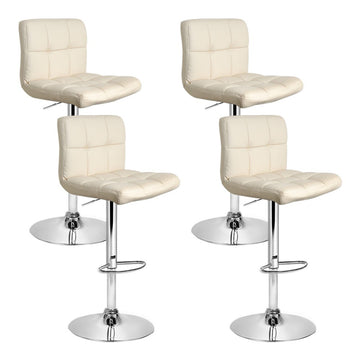 Artiss 4x Bar Stools Leather Gas Lift Beige - 0