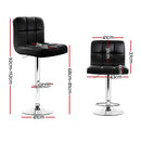 Artiss 2x Bar Stools Leather Gas Lift Black-3