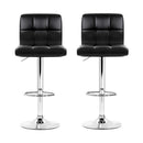 Artiss 2x Bar Stools Leather Gas Lift Black-5