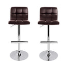 Artiss 2x Bar Stools Leather Gas Lift Brown-6