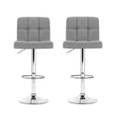 Artiss 2x Bar Stools Kitchen Dining Chairs Counter Stool Gas Lift Fabric Grey-5