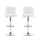 Artiss 2x Bar Stools Leather Gas Lift White-5